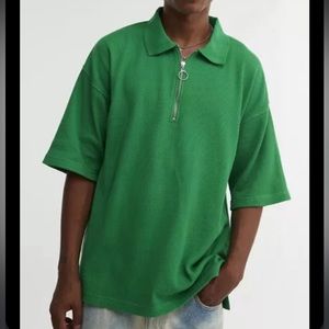 Urban Outfitters baggy thermal zip short sleeve polo shirt size XL